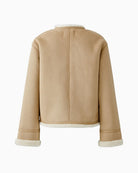 Flat lay back view of Oui Faux Leather Jacket in Camel