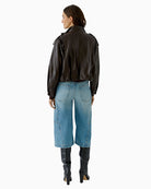 Oui Faux Leather Jacket in dark brown back view