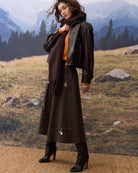 Oui Faux Leather Jacket in dark brown styled