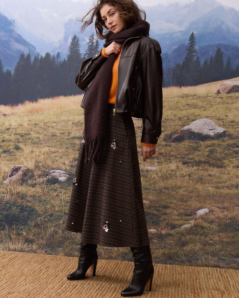 Oui Faux Leather Jacket in dark brown styled