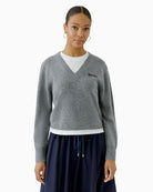 Oui Faux T-Shirt Jumper in grey front portrait view