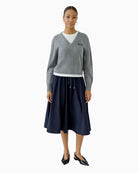 Oui Faux T-Shirt Jumper in grey full-length styled view
