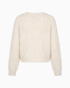 Oui Fringe Yarn Cropped Jumper in cream back view