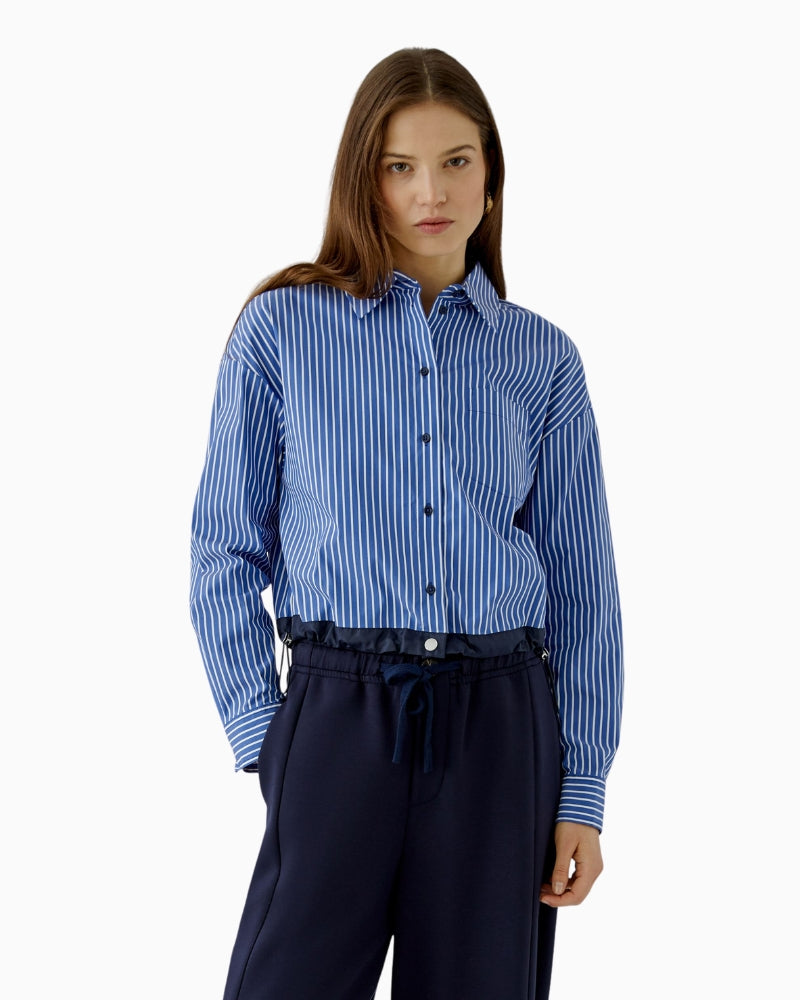 Oui Hemd Shirt in Blue Stripe front view