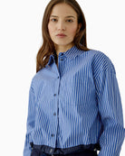 Oui Hemd Shirt in Blue Stripe stripe detail