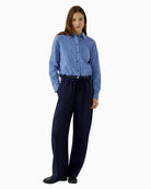 Oui Hemd Shirt in Blue Stripe styled view