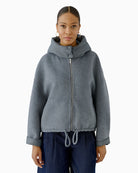 Oui Hooded Jacket in Grey front view