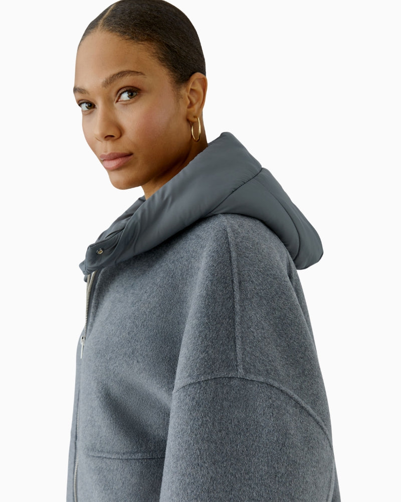 Oui Hooded Jacket in Grey side view