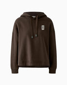 Oui Hoodie in Brown fabric detail