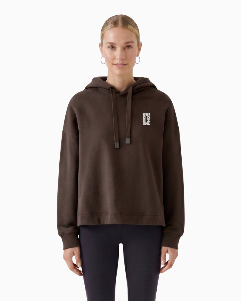 Oui Hoodie in Brown front view