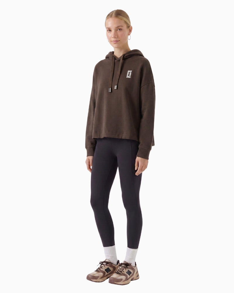 Oui Hoodie in Brown styled view