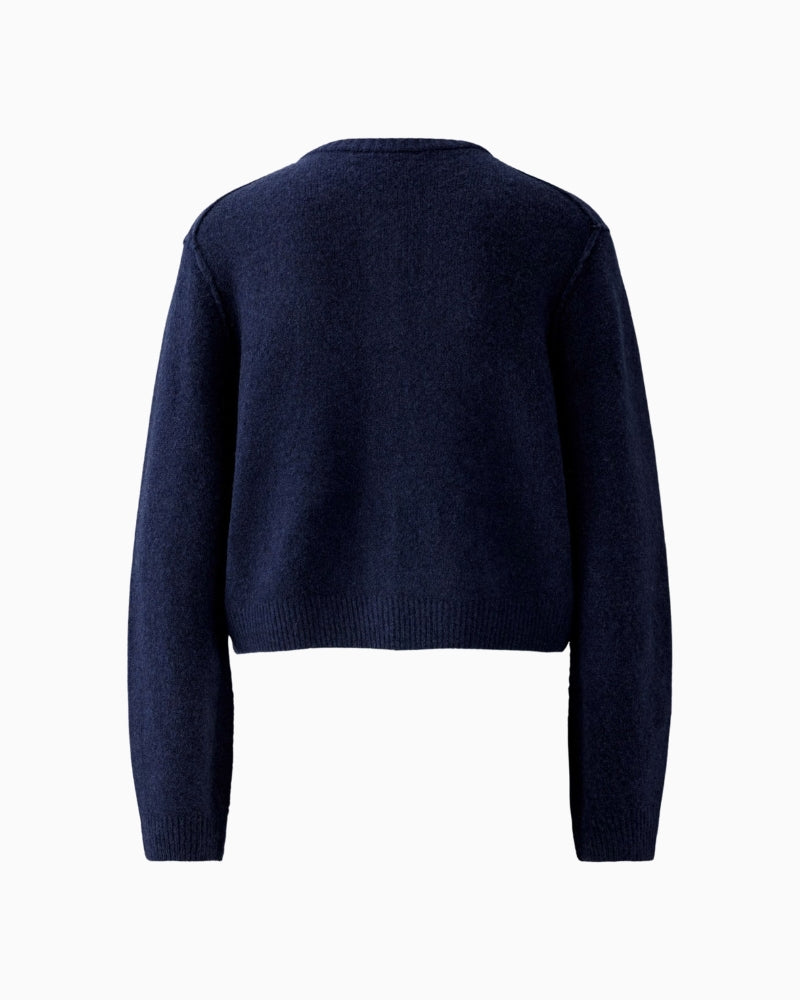 Oui Ilaya Cardigan in Dark Blue back view
