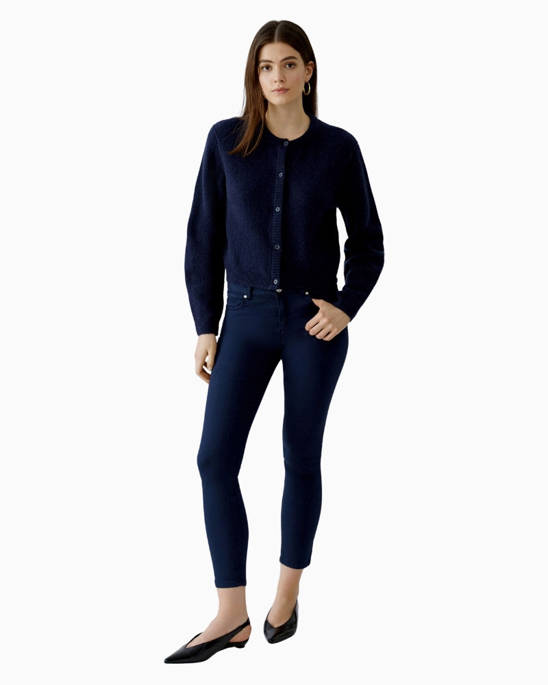 Oui Ilaya Cardigan in Dark Blue front view