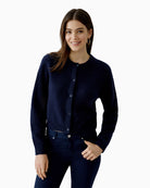 Oui Ilaya Cardigan in Dark Blue front view