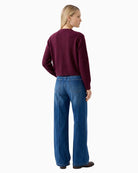 Oui Ilaya Cardigan in berry back view