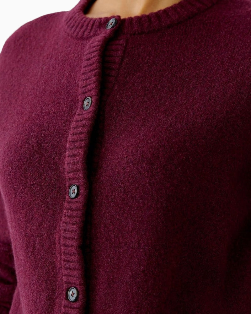 Oui Ilaya Cardigan in berry button detail