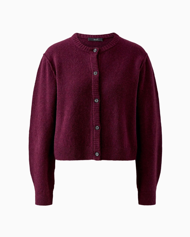 Oui Ilaya Cardigan in berry cuff detail