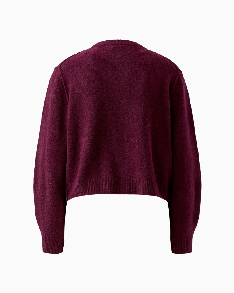 Oui Ilaya Cardigan in berry outside seam detail
