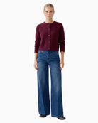 Oui Ilaya Cardigan in berry styled view