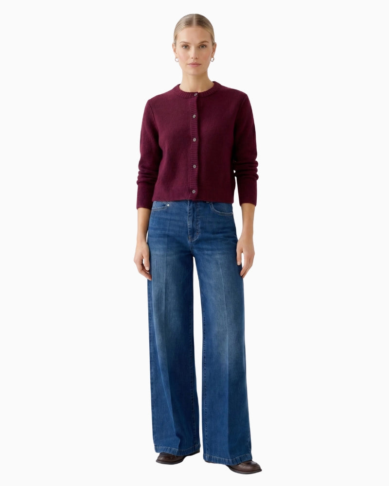 Oui Ilaya Cardigan in berry styled view
