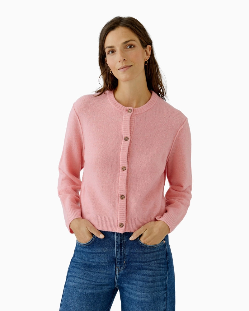 Oui Ilaya Cardigan in rose front view