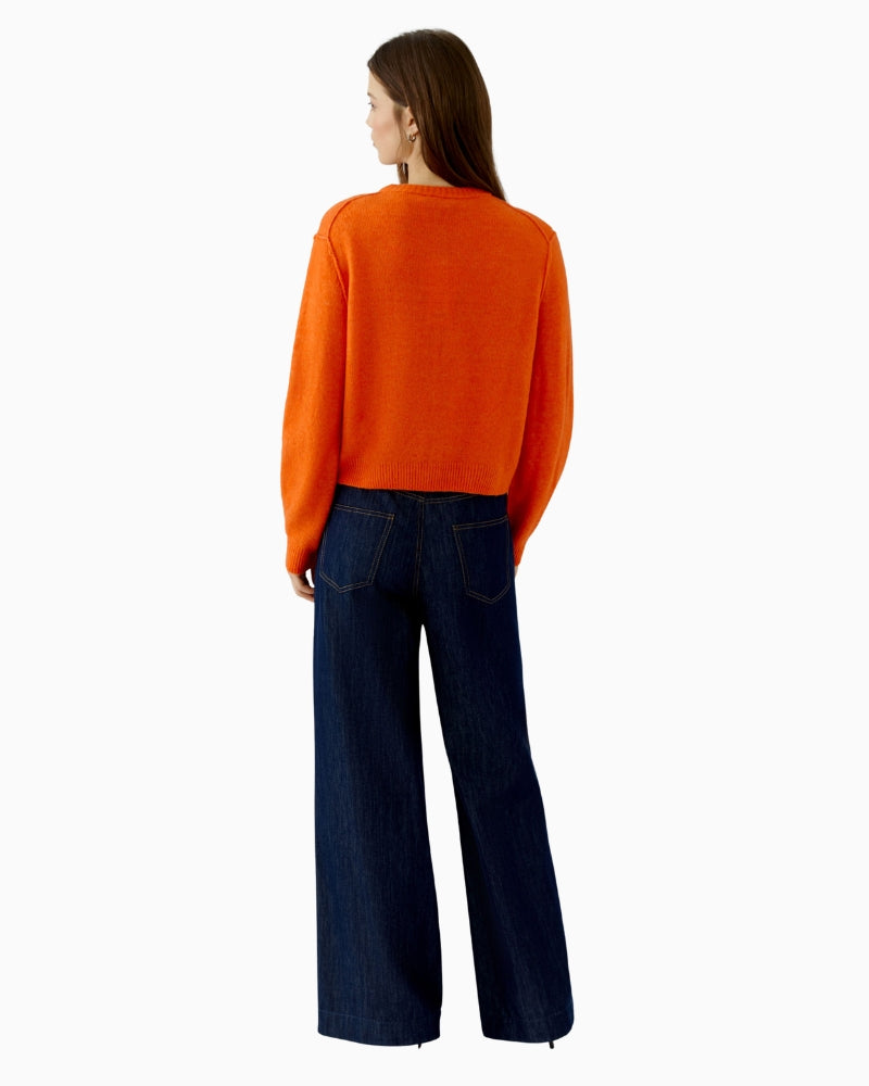 Oui Ilaya Knit Jacket in Orange back view