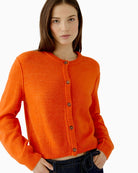 Oui Ilaya Knit Jacket in Orange button detail