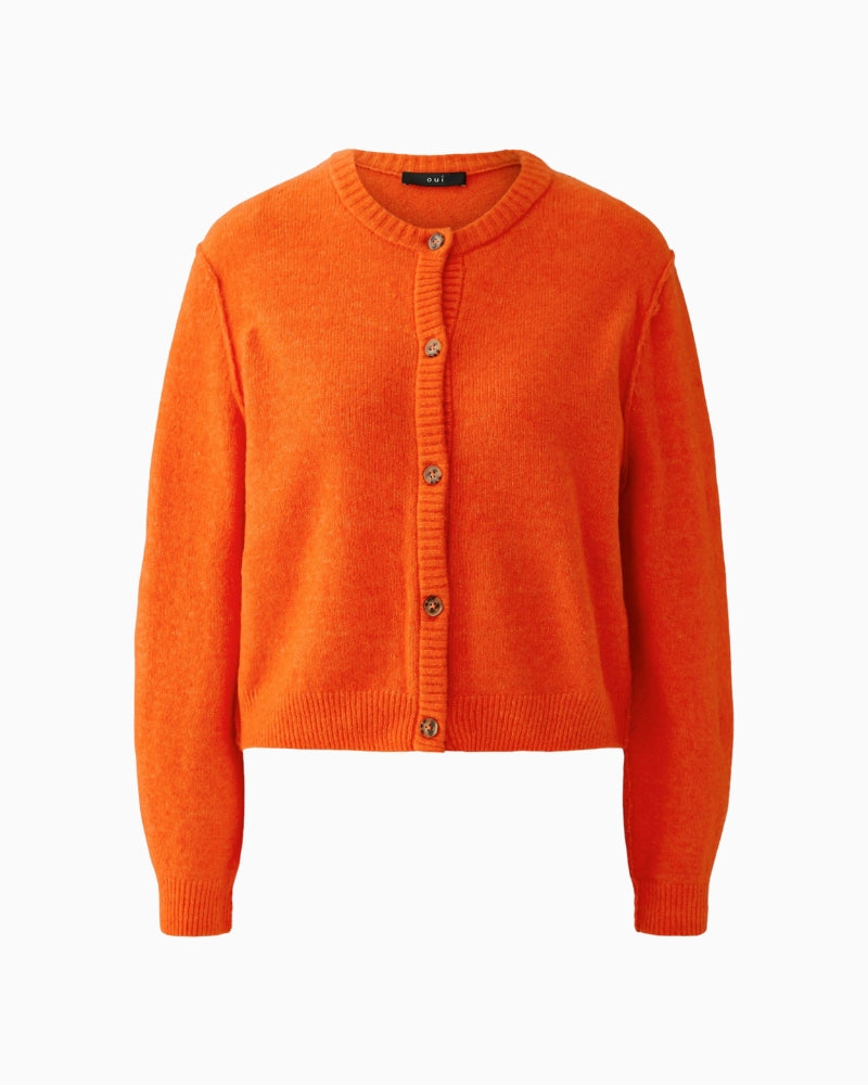 Oui Ilaya Knit Jacket in Orange fabric detail