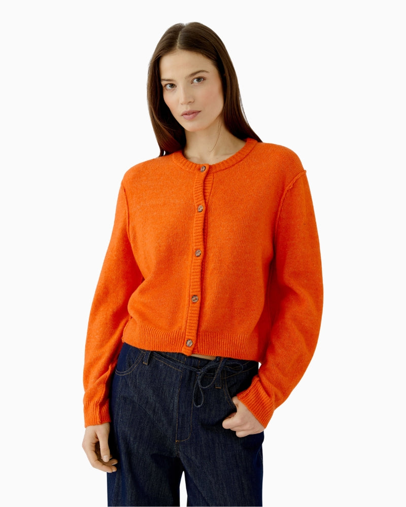 Oui Ilaya Knit Jacket in Orange front view