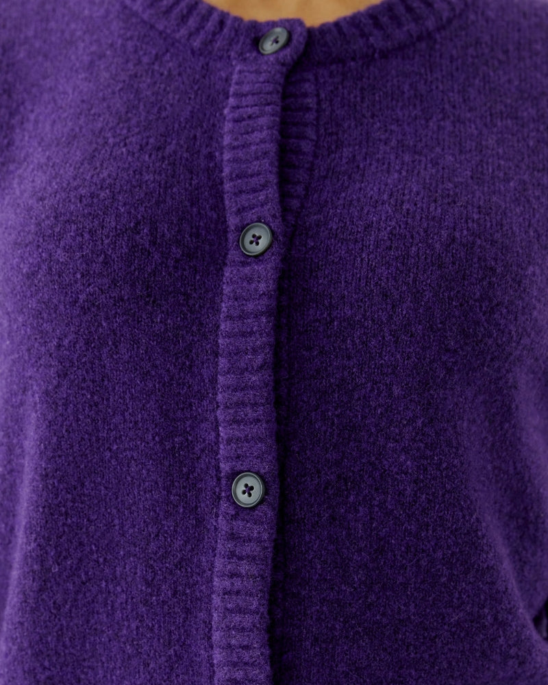 Oui Ilaya Knit Jacket in Violet button detail