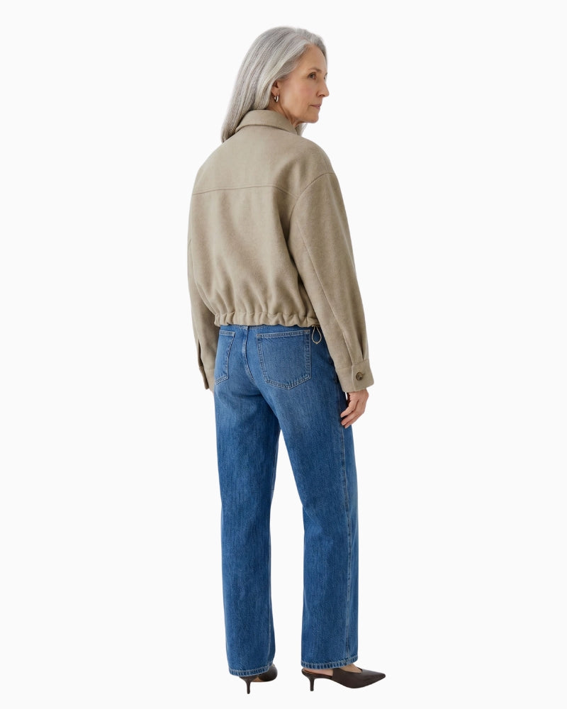 Oui Jacket in Taupe back view