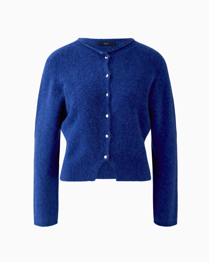 Oui Knit Cardigan in Blue close-up detail