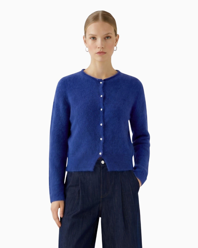 Oui Knit Cardigan in Blue front view