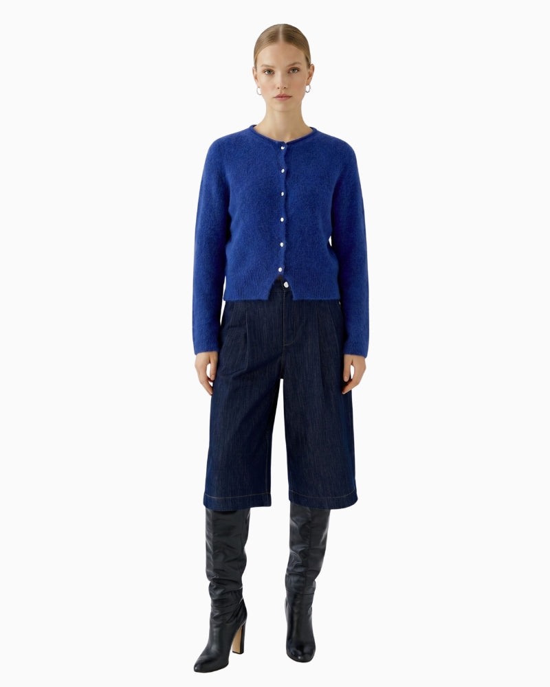 Oui Knit Cardigan in Blue knit texture detail