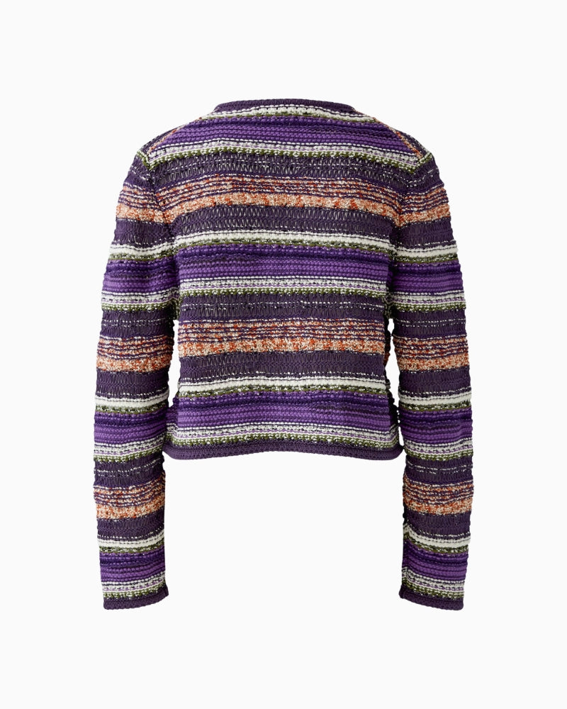 Oui Knit Jacket Cardigan in Violet back view