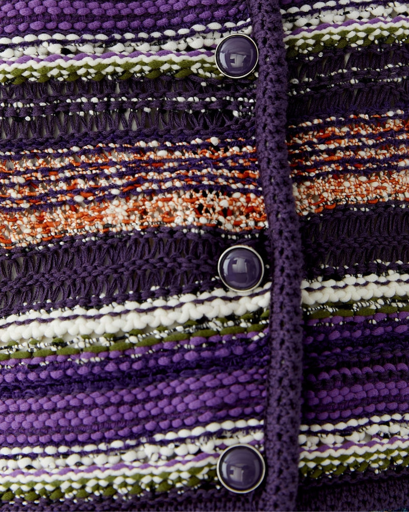 Oui Knit Jacket Cardigan in Violet button detail
