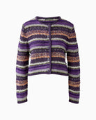Oui Knit Jacket Cardigan in Violet knit fabric detail
