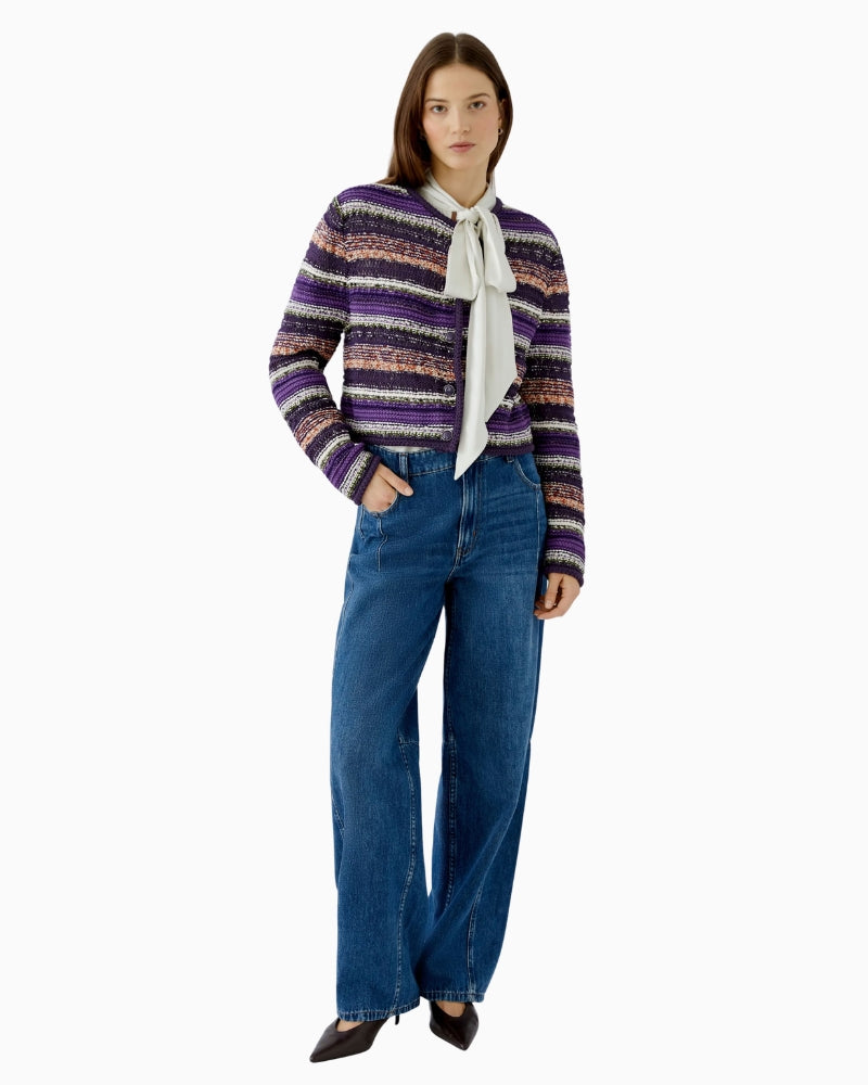 Oui Knit Jacket Cardigan in Violet styled view