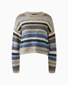 Oui Knit Sweater in Beige/Blue fabric detail