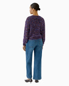 Oui Knit Sweater in Black/Violet back view