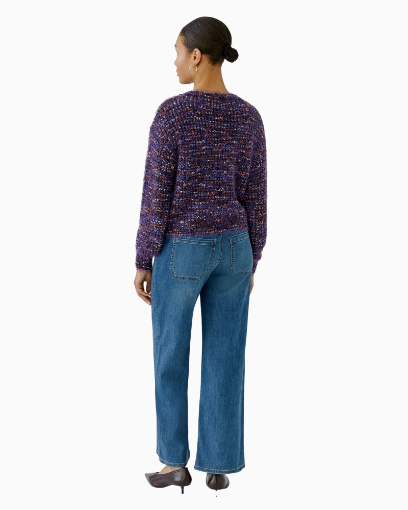 Oui Knit Sweater in Black/Violet back view
