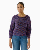 Oui Knit Sweater in Black/Violet front view