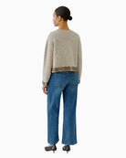 Oui Knit Sweater in Light Beige back view