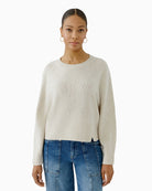 Oui Knit Sweater in Light Beige front view