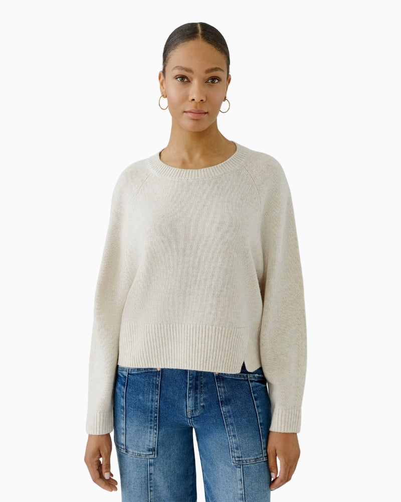 Oui Knit Sweater in Light Beige front view