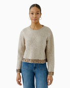 Oui Knit Sweater in Light Beige front view