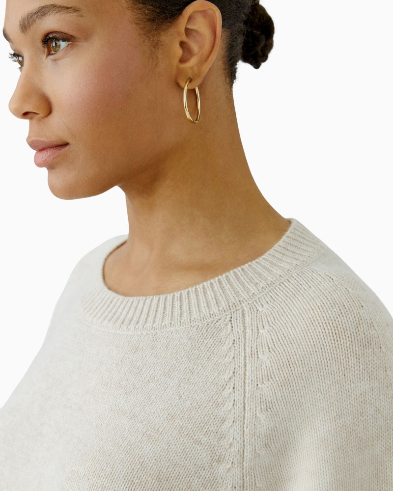 Oui Knit Sweater in Light Beige neck detail