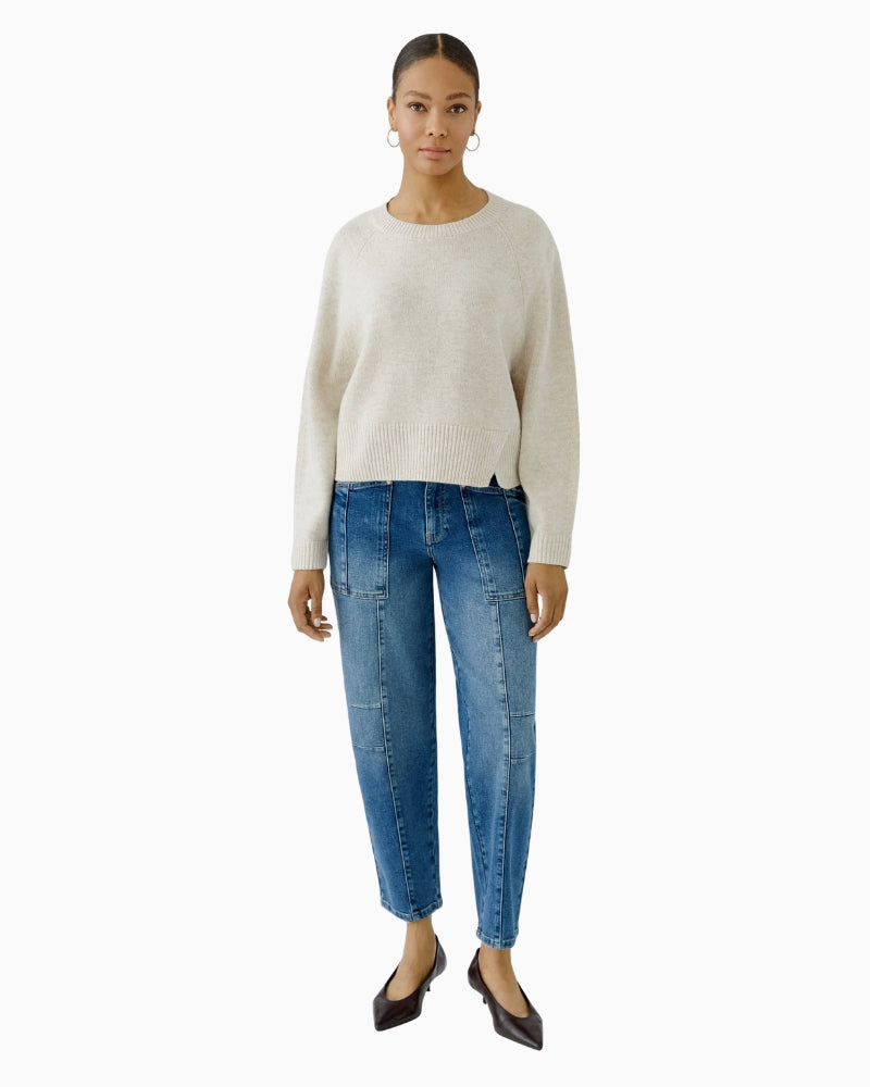 Oui Knit Sweater in Light Beige styked view