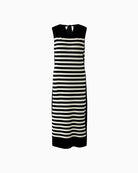 Oui Knitted Midi Dress in Black Stripe knit texture detail