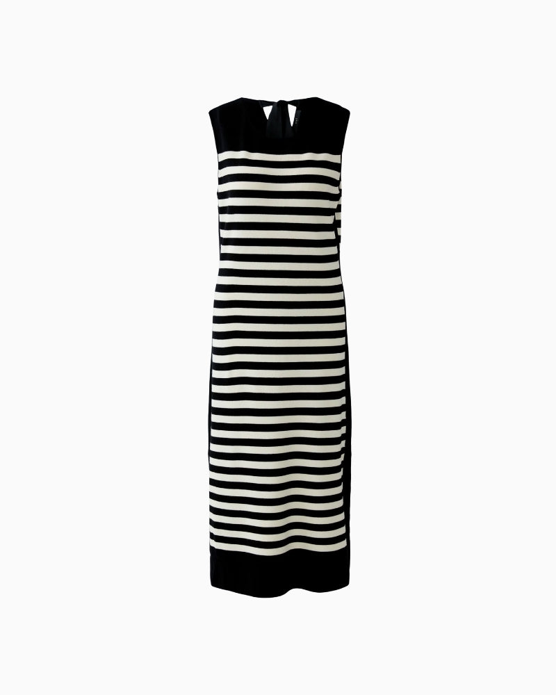 Oui Knitted Midi Dress in Black Stripe knit texture detail